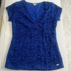 Guess Blue Lace Short Sleeve Top